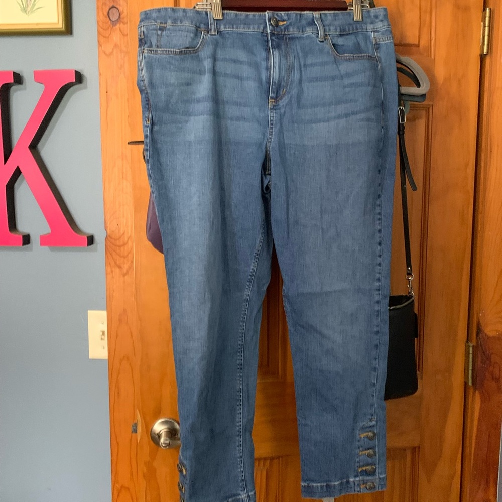 Talbots Cropped Jeans with Button Hem Detail